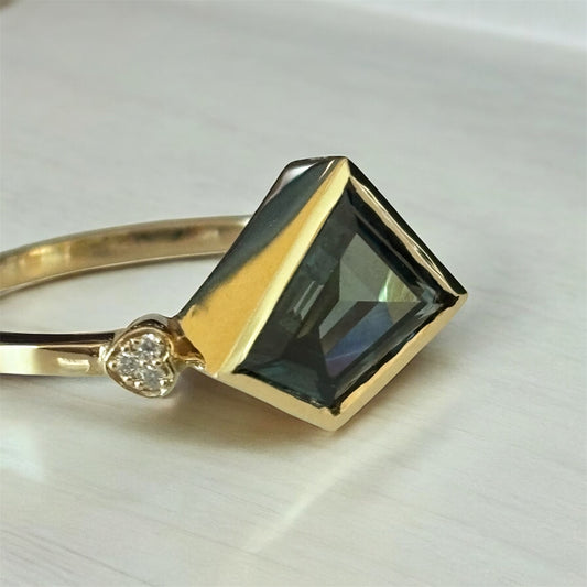 Australian Parti Sapphire with Diamonds