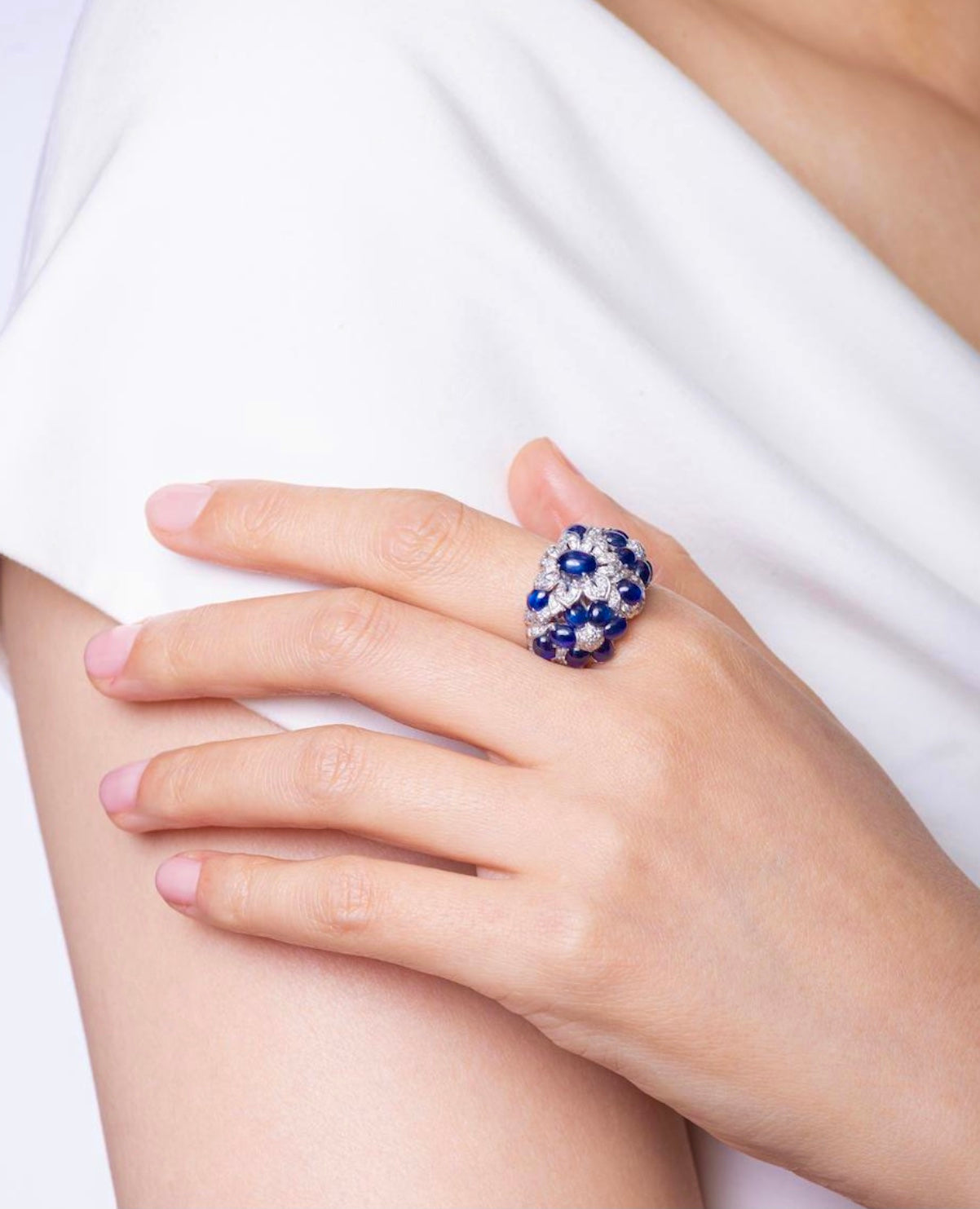 Sapphires and Diamonds Dinner / Cocktail Ring