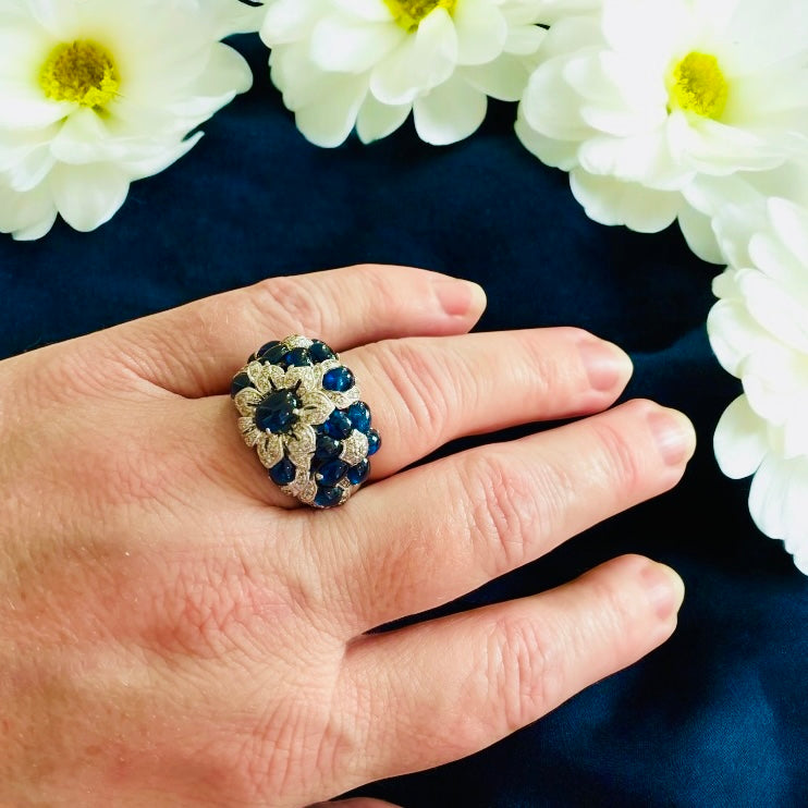 Sapphires and Diamonds Dinner / Cocktail Ring