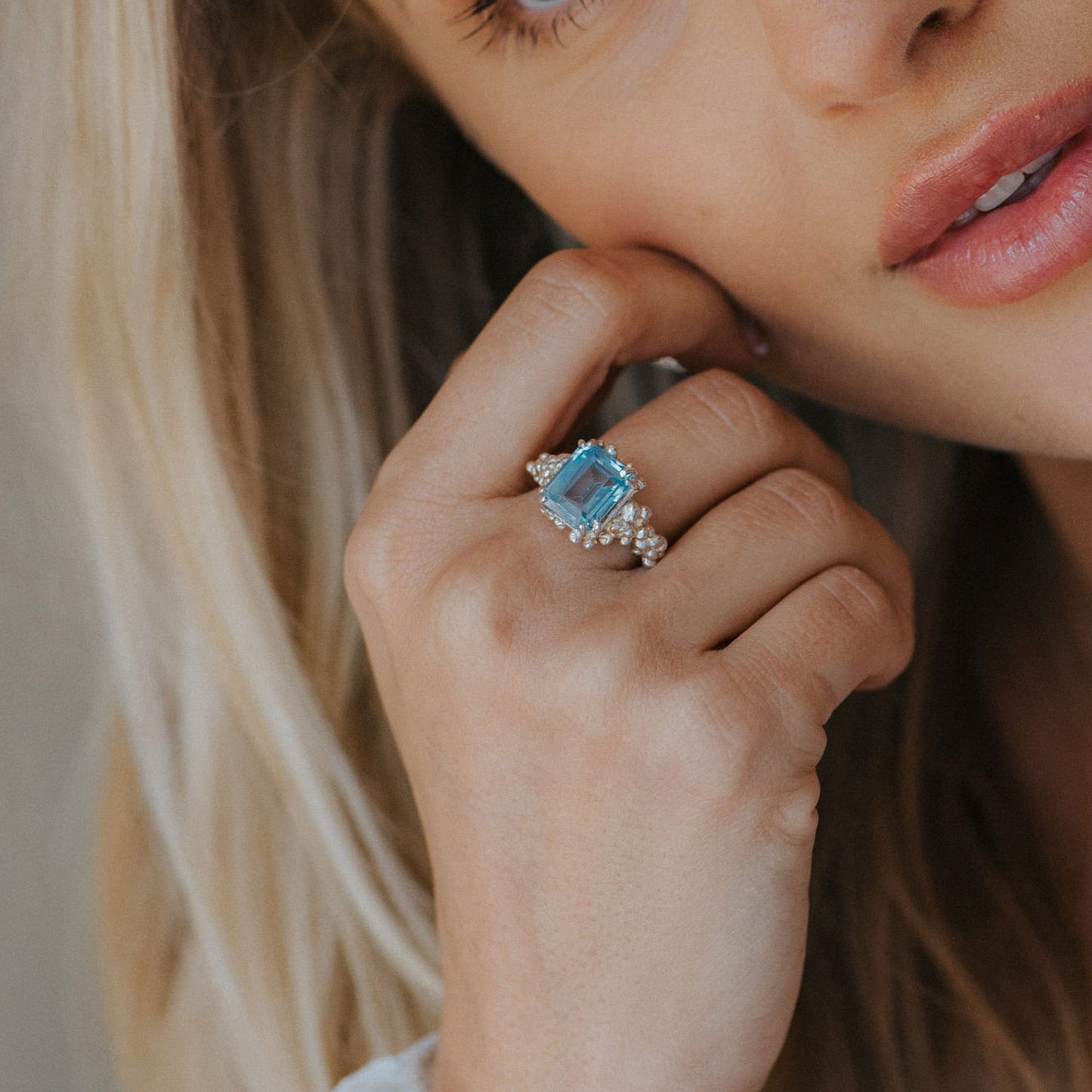 Silver Sky Blue Topaz Ring - Aurelia